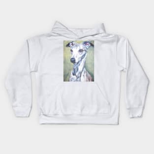 Whippet Fine Art Painting Kids Hoodie